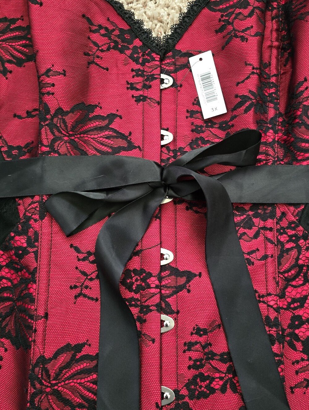 NWT Adore Me Red and Black Lace Corset - 3X - Picture 5 of 8